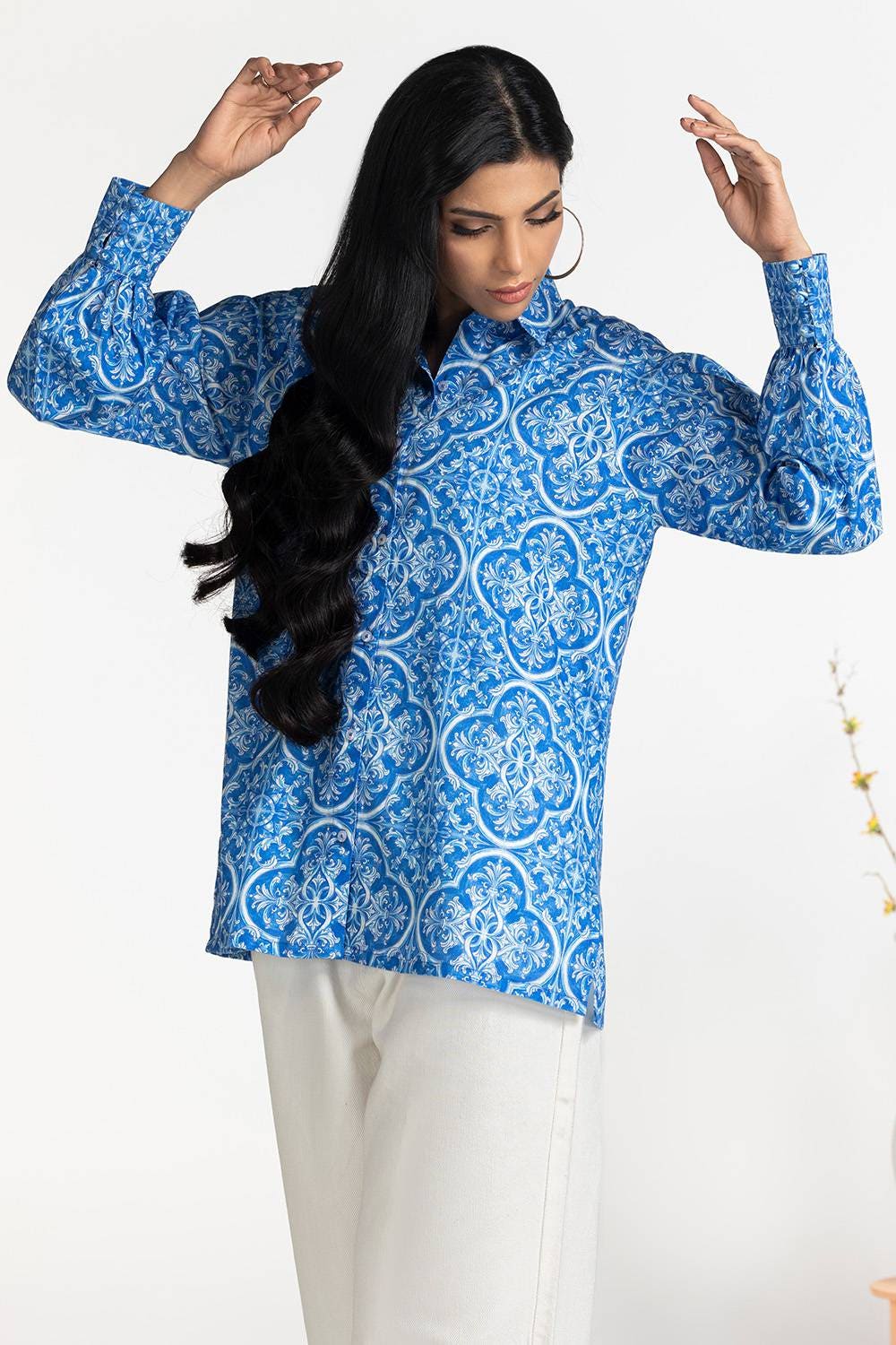 Cross Slub Printed Tunic
