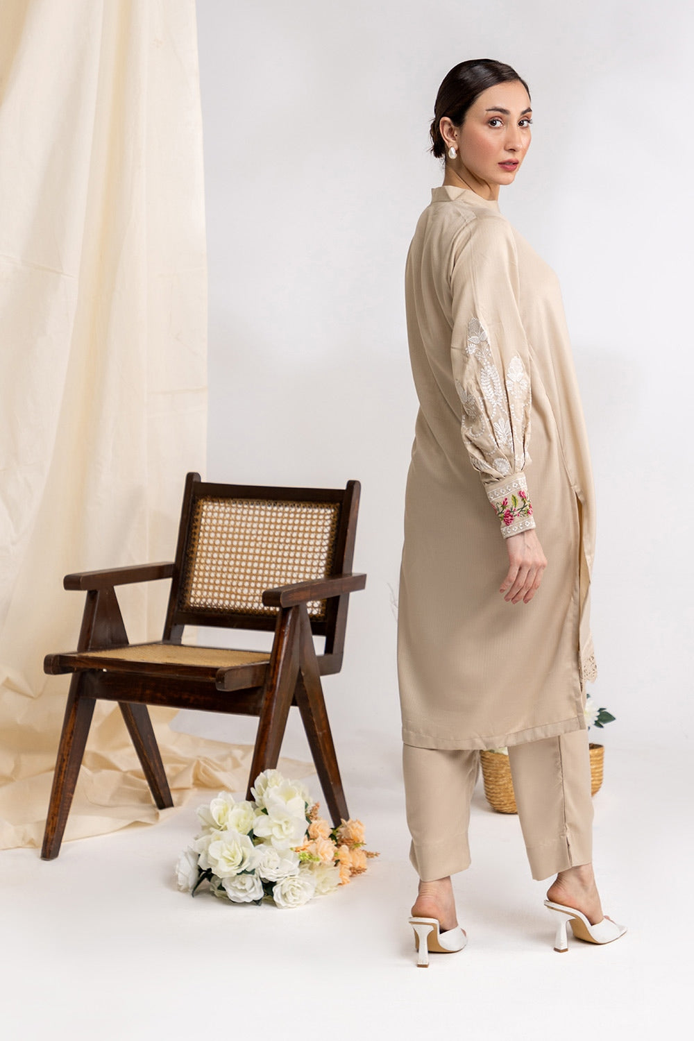 Herringbone Embroidered Shirt And Dyed Trouser