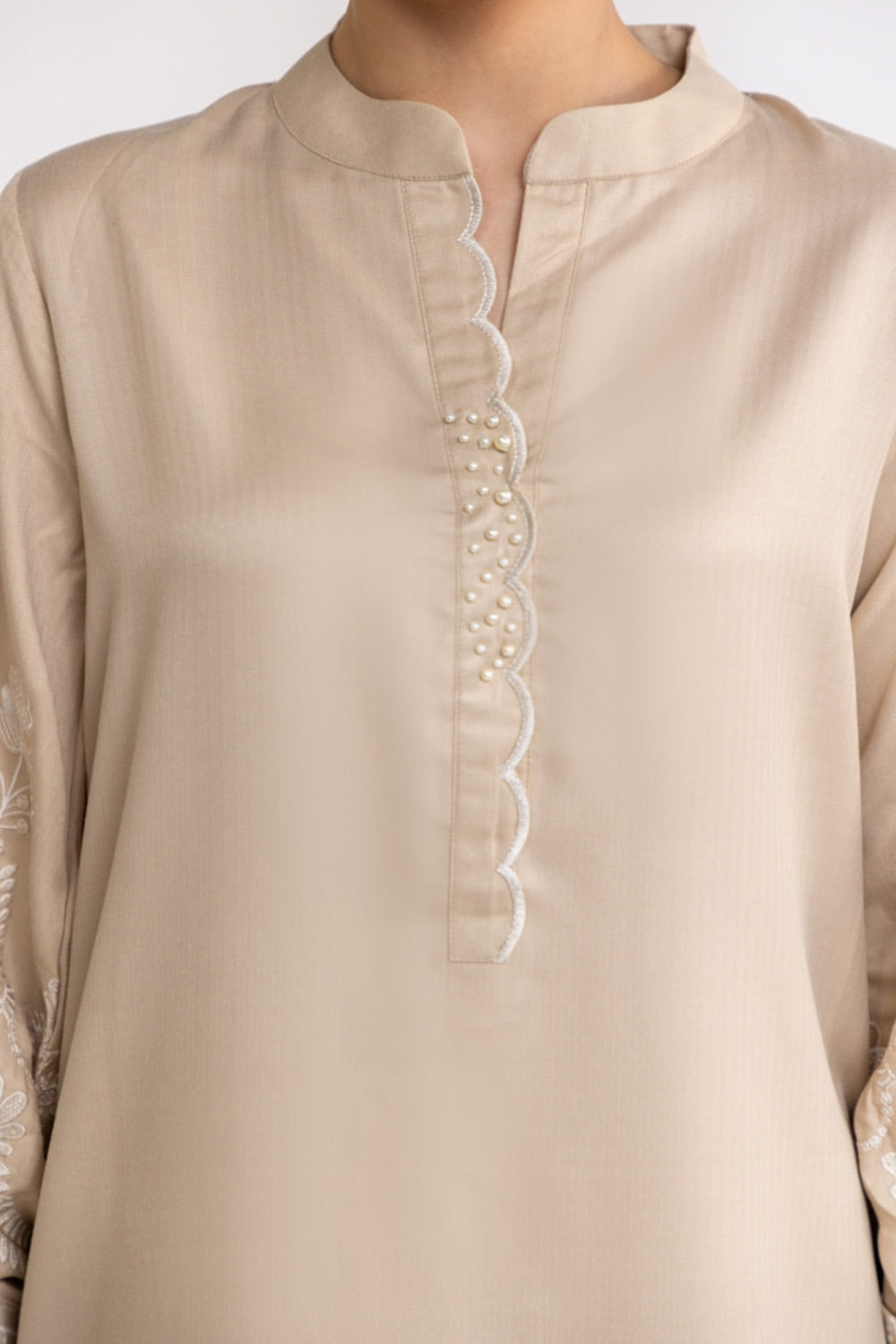 Herringbone Embroidered Shirt And Dyed Trouser