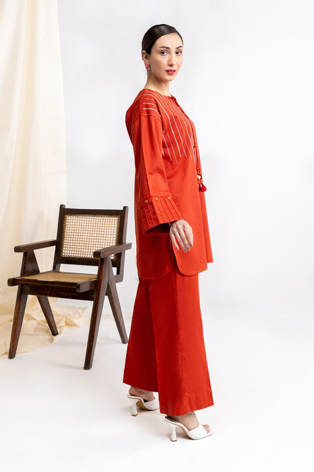 Cordrouy Embroidered Shirt And Trouser