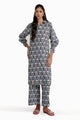 Cross Slub Printed With Embroidered Co-Ord Set