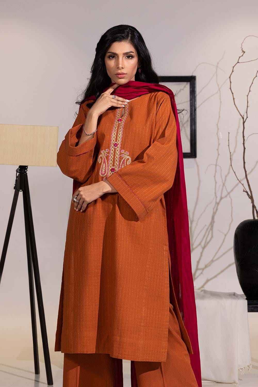 3 Piece Dobby Embroidered Suit