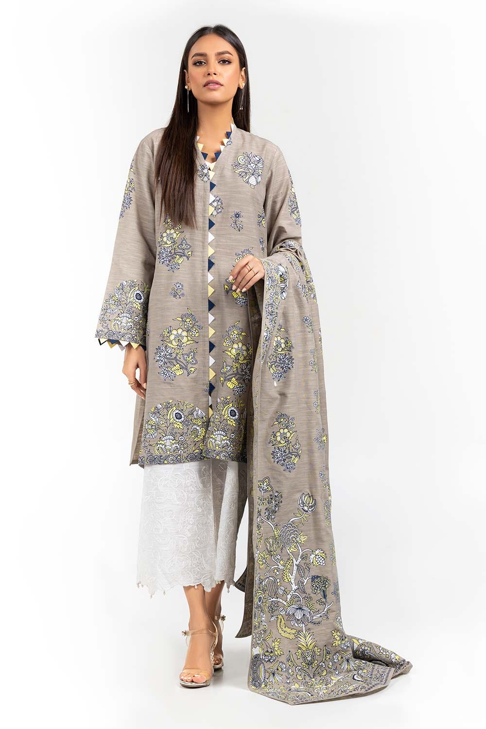 Screen Printed Khaddar Shirt Dupatta