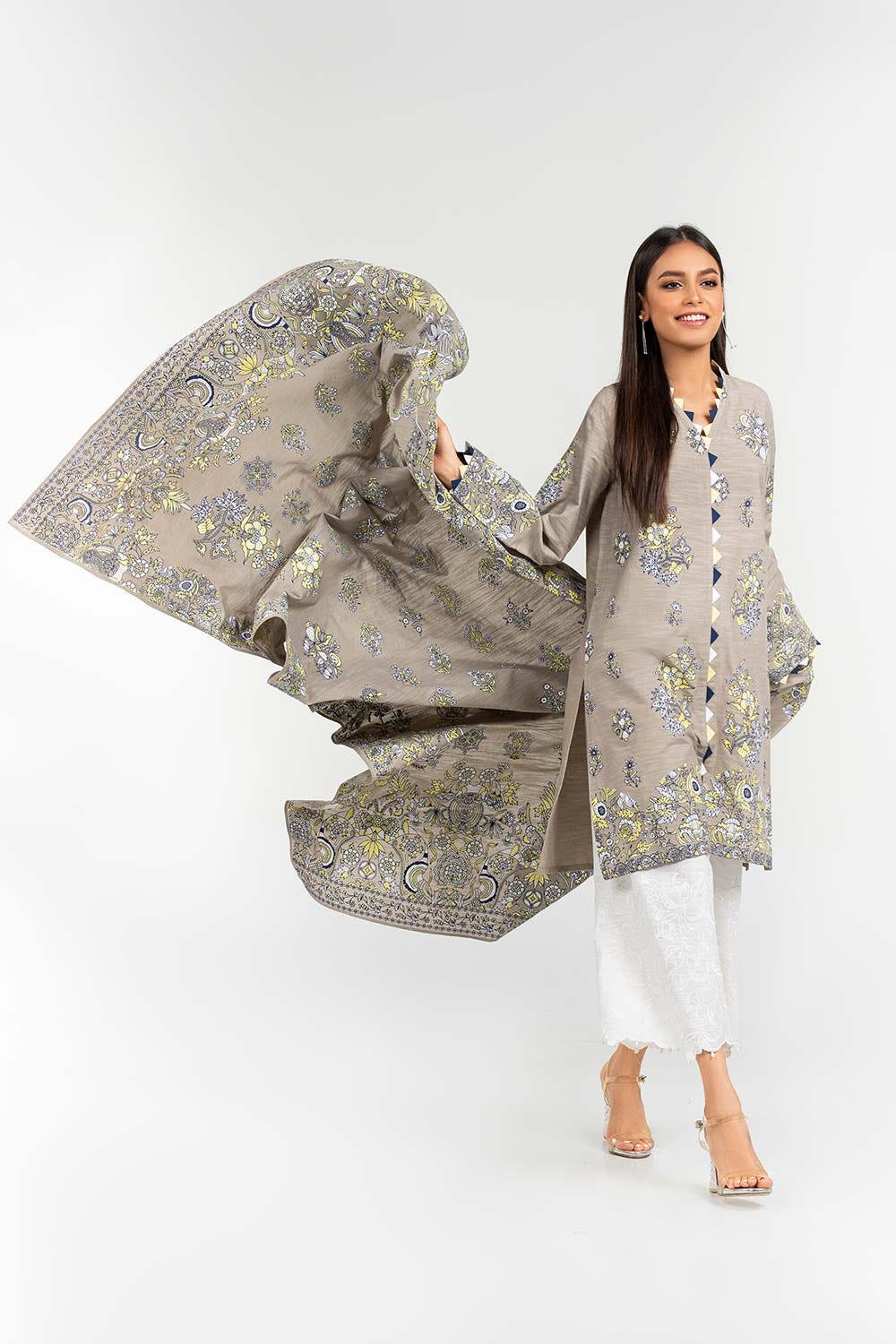 Screen Printed Khaddar Shirt Dupatta