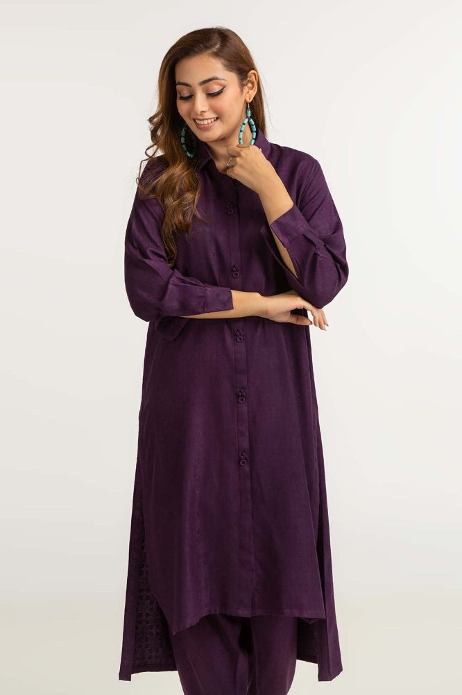 Dyed Self Jacquard Shirt With Trouser