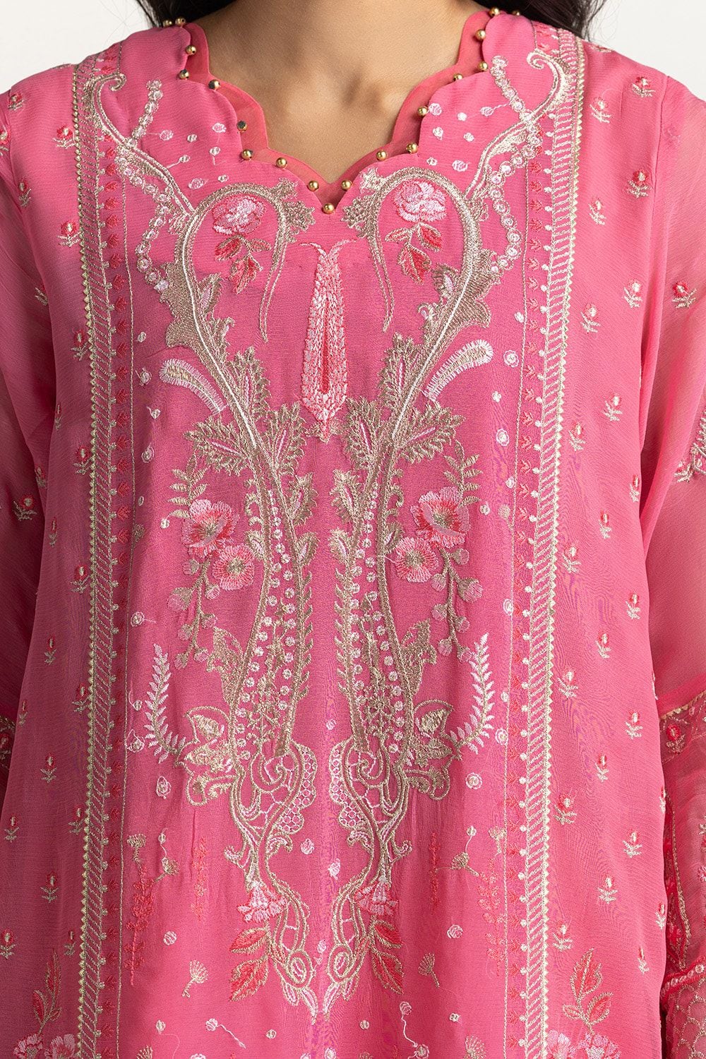 3 Piece Chiffon Embroidered Suit
