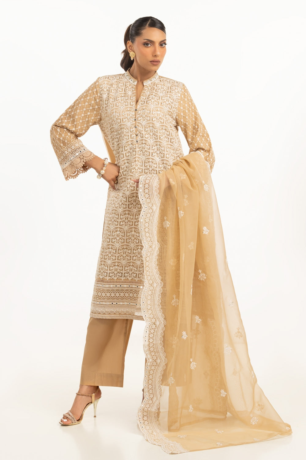 3PC Organza Embroidered Suit