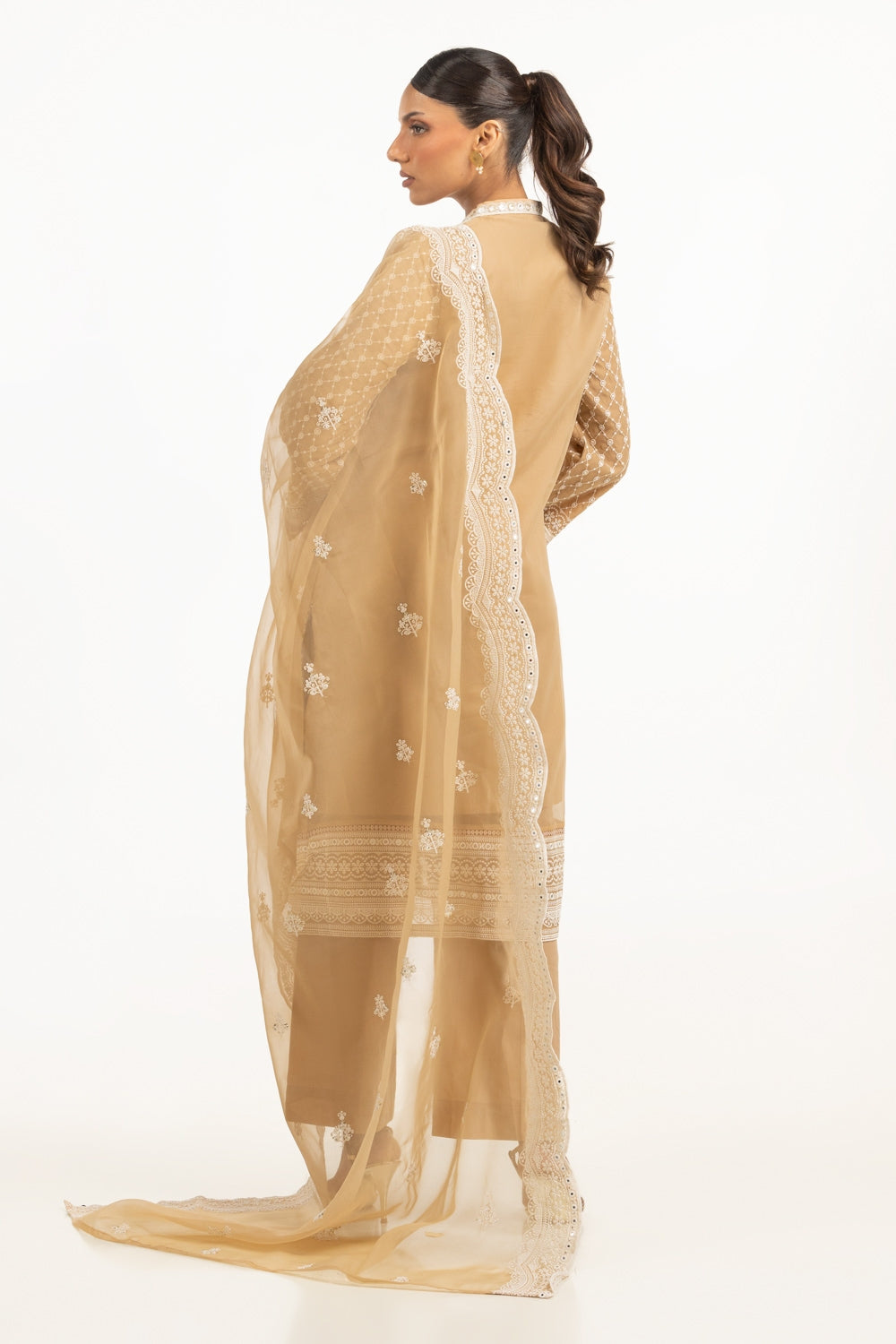 3Pc Organza Embroidered Suit
