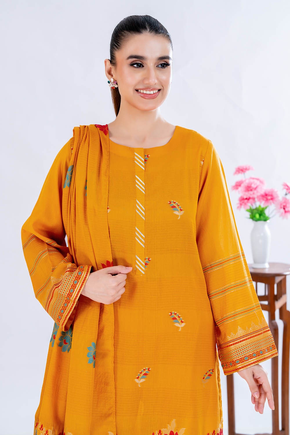 3 Piece Unstitched Jacquard Suit