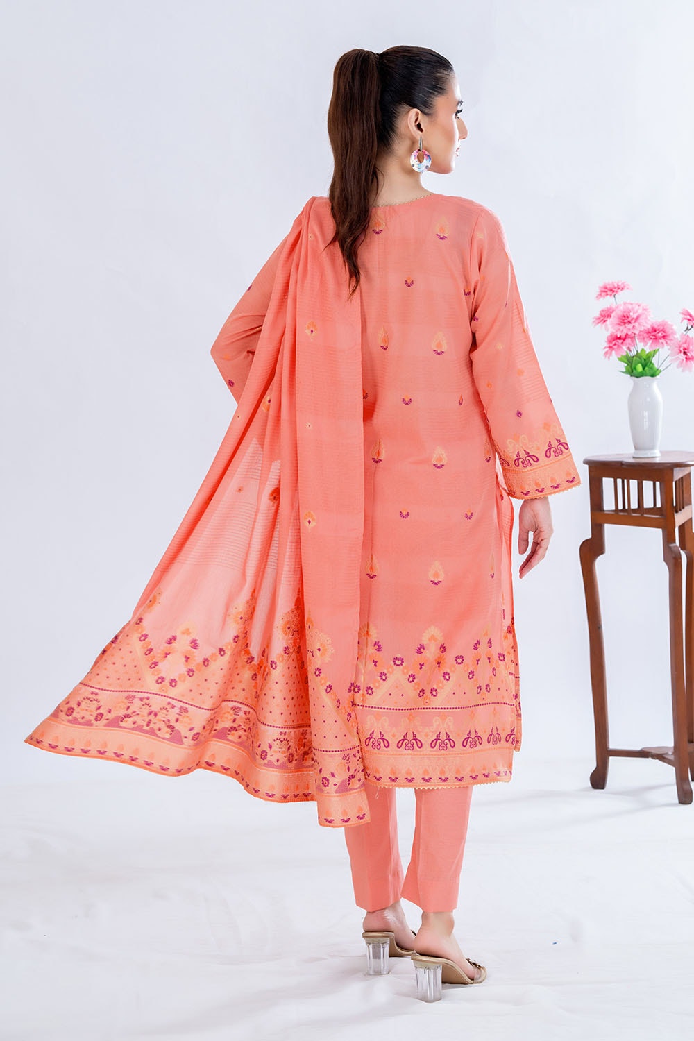 3 Piece Unstitched Jacquard Suit