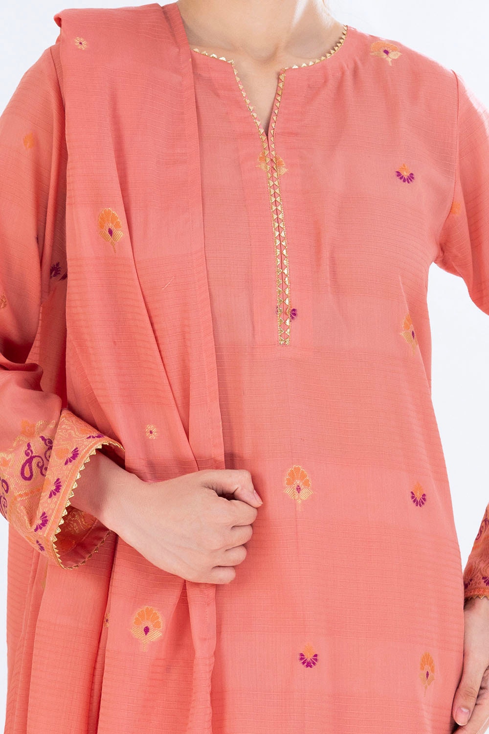 3 Piece Unstitched Jacquard Suit