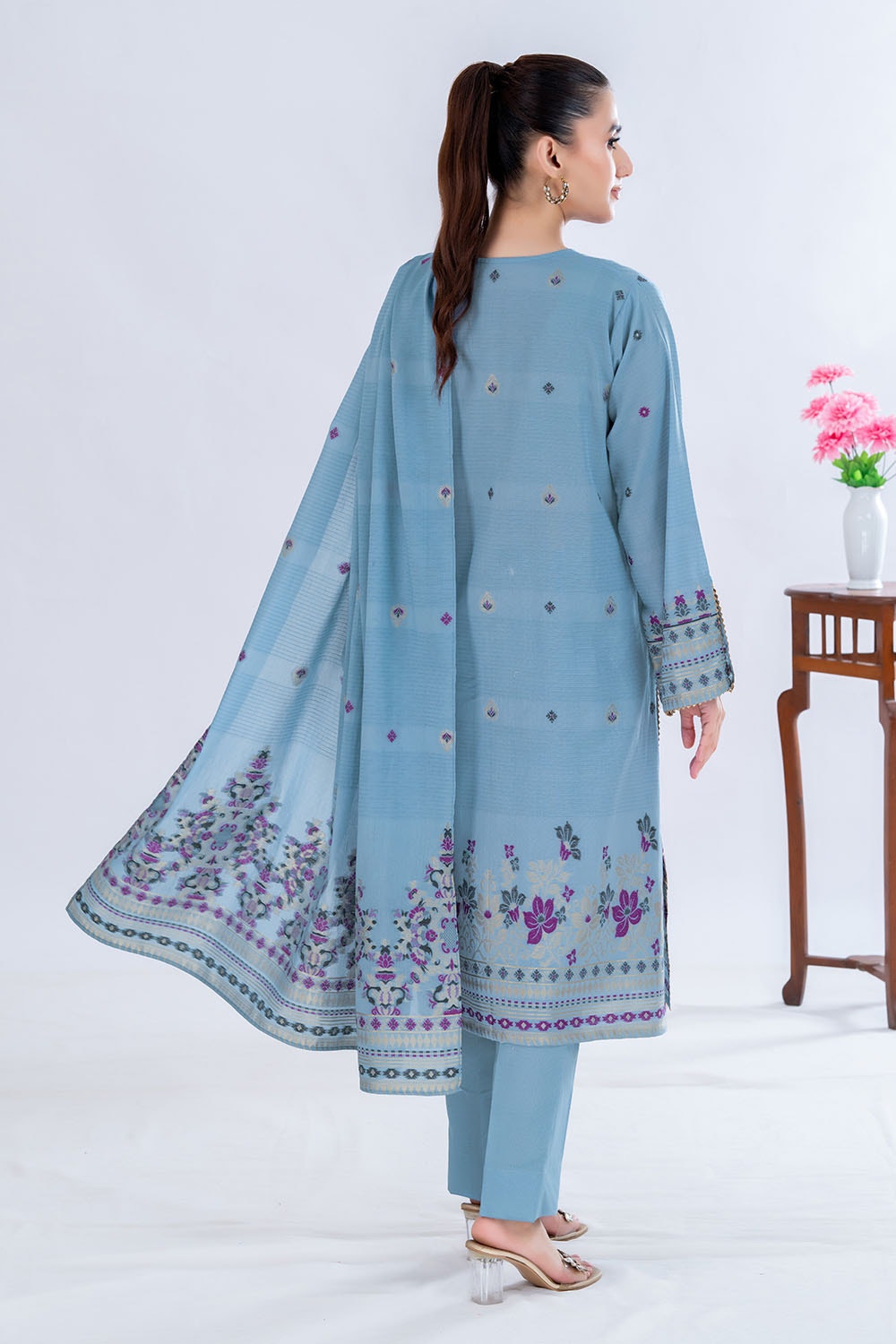 3 Piece Unstitched Jacquard Suit