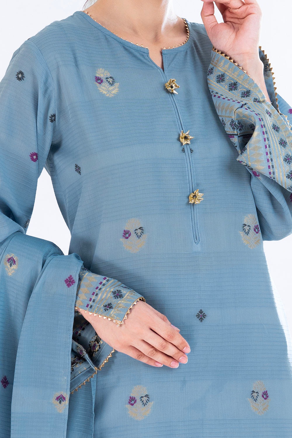 3 Piece Unstitched Jacquard Suit