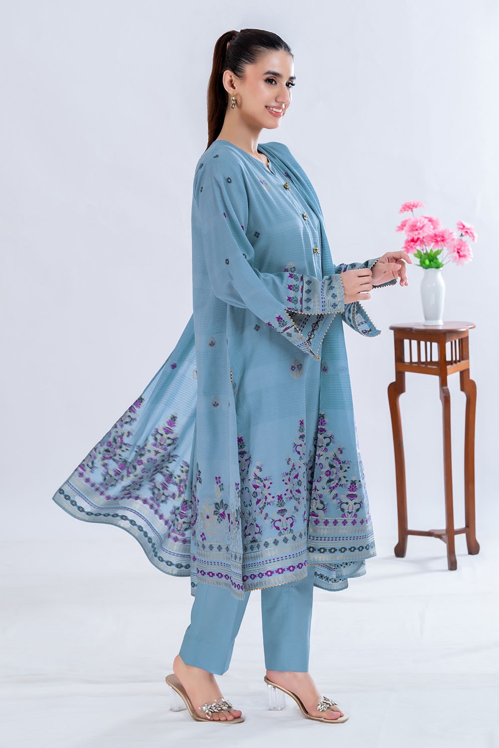 3 Piece Unstitched Jacquard Suit