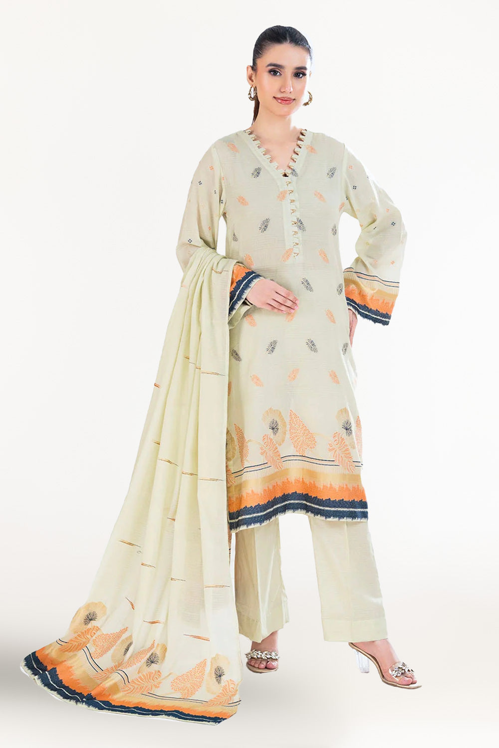 3 Piece Unstitched Jacquard Suit