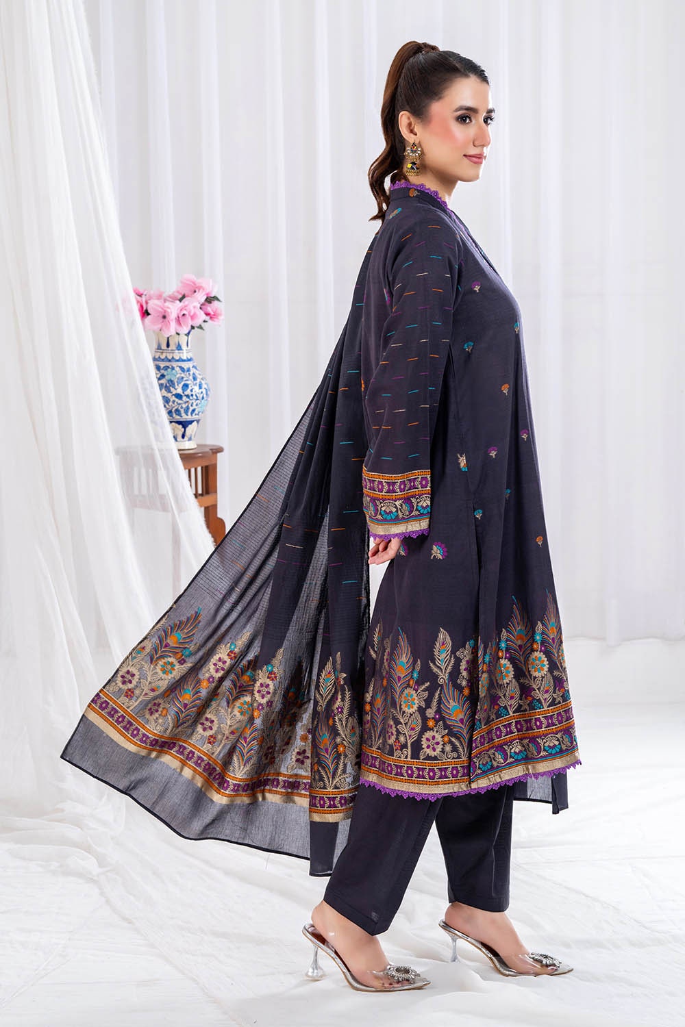 3 Piece Unstitched Jacquard Suit