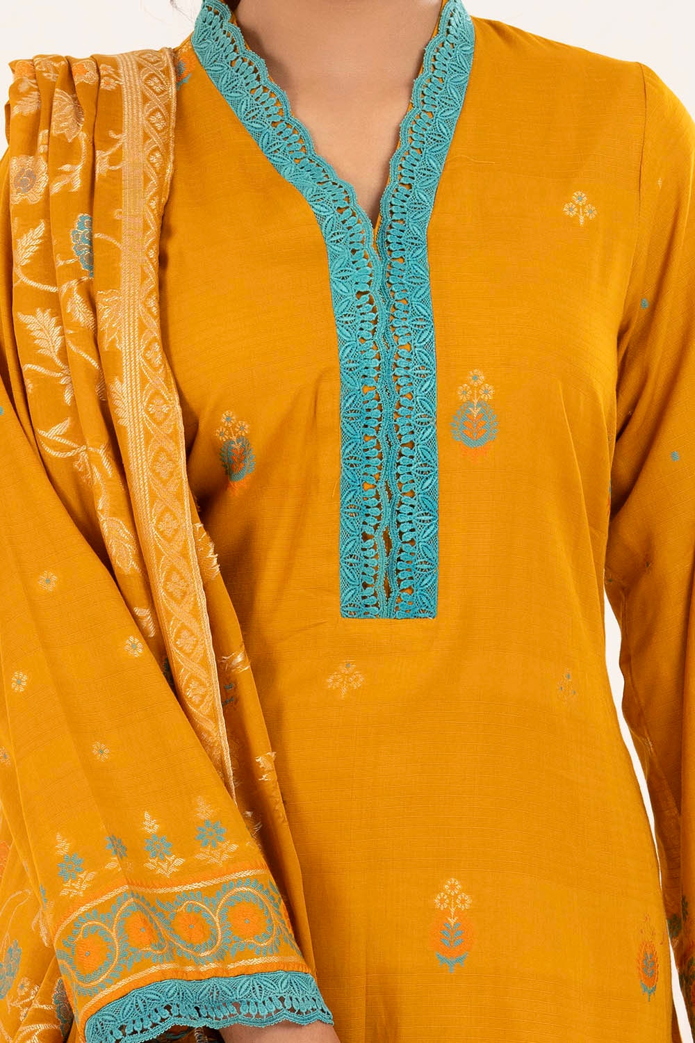3 Piece Unstitched Jacquard Suit