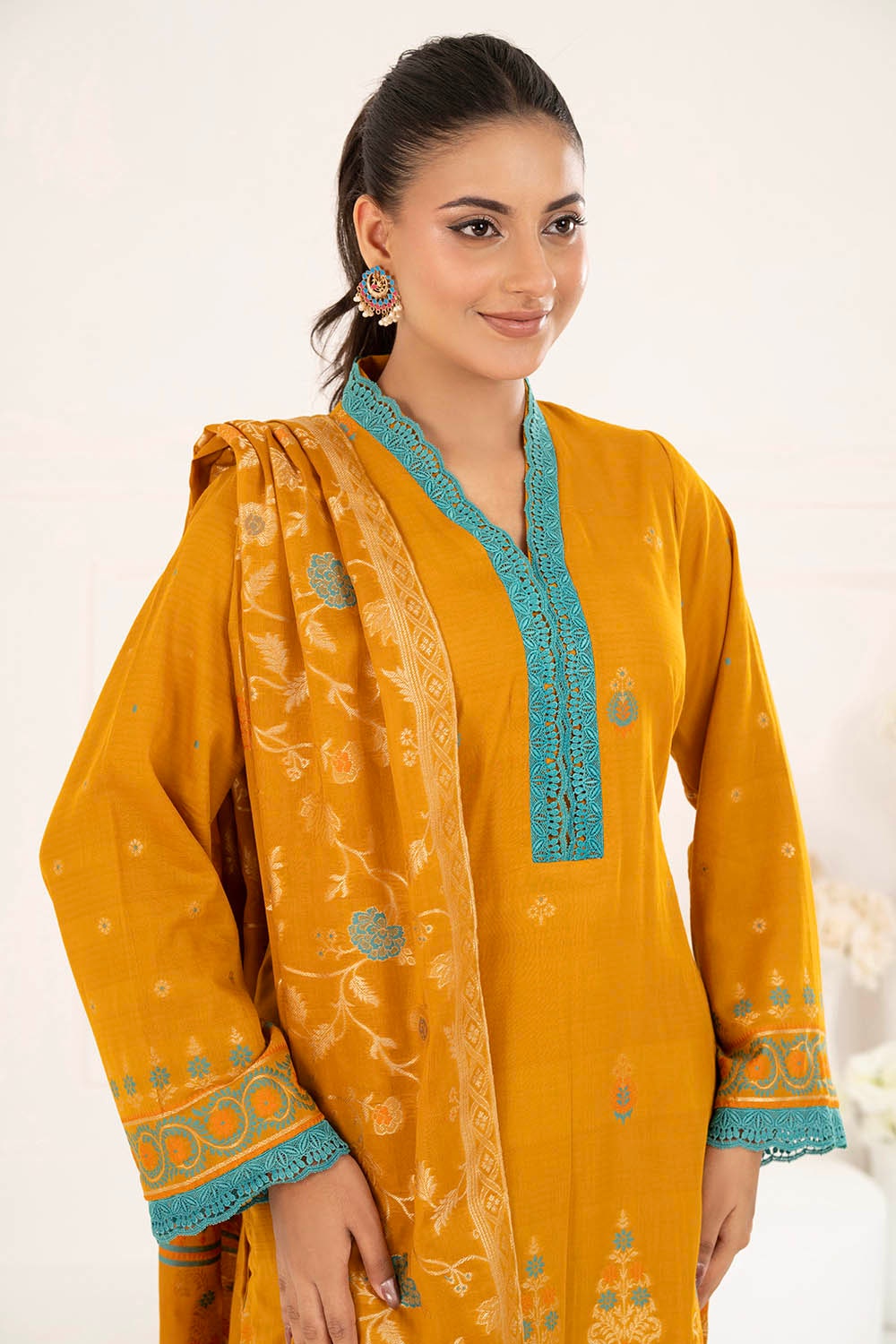 3 Piece Unstitched Jacquard Suit