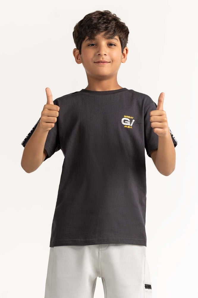 Junior Boy Black Printed Tee
