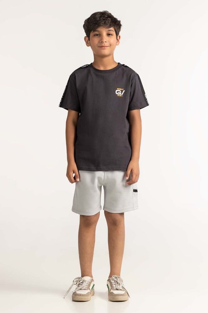Junior Boy Black Printed Tee