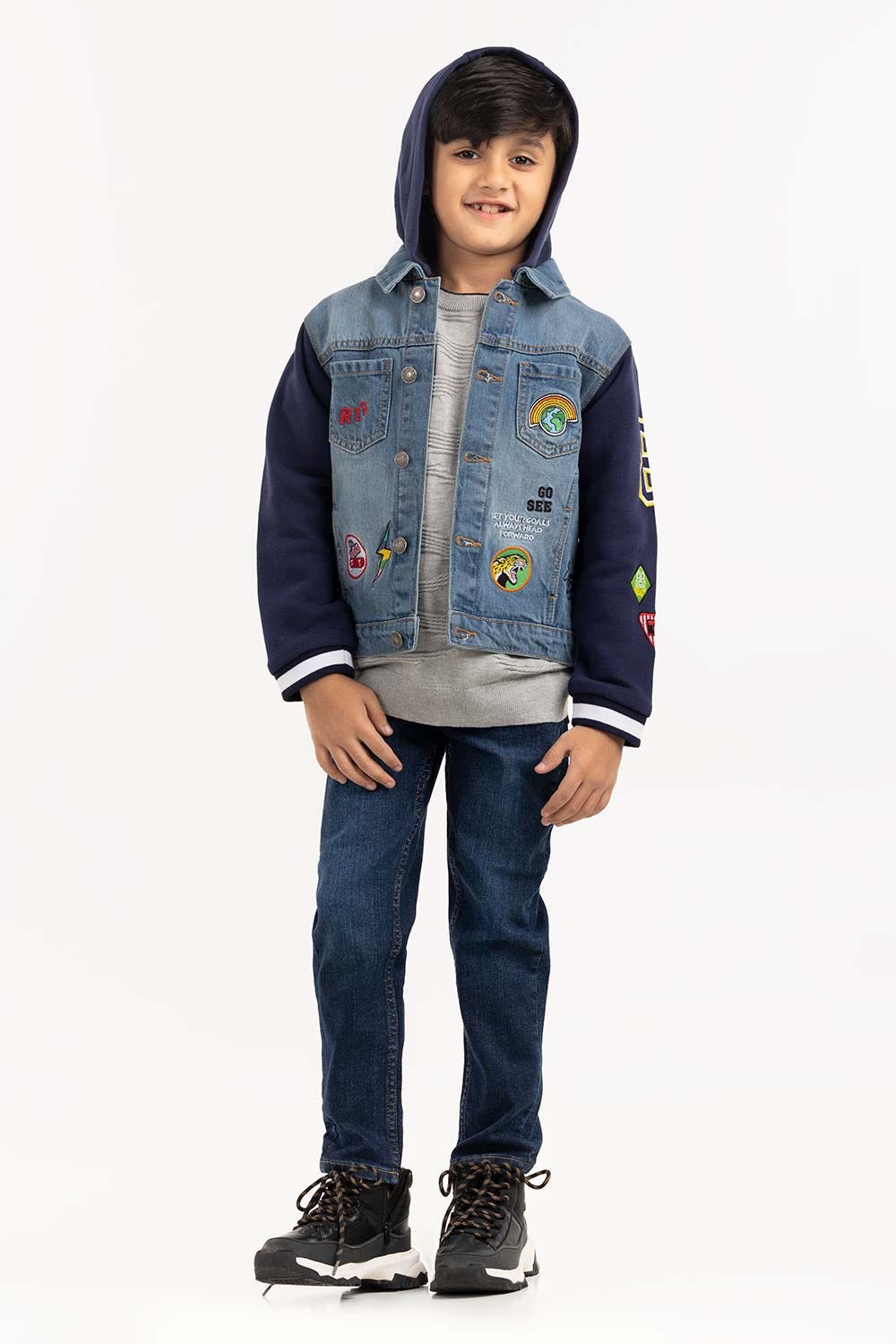 Junior Boy Light Blue Collared Denim Jacket 224