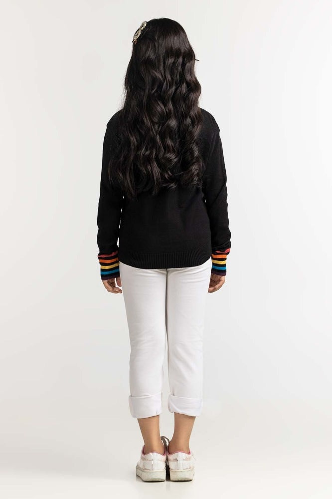 Junior Girl Black Basic Sweater