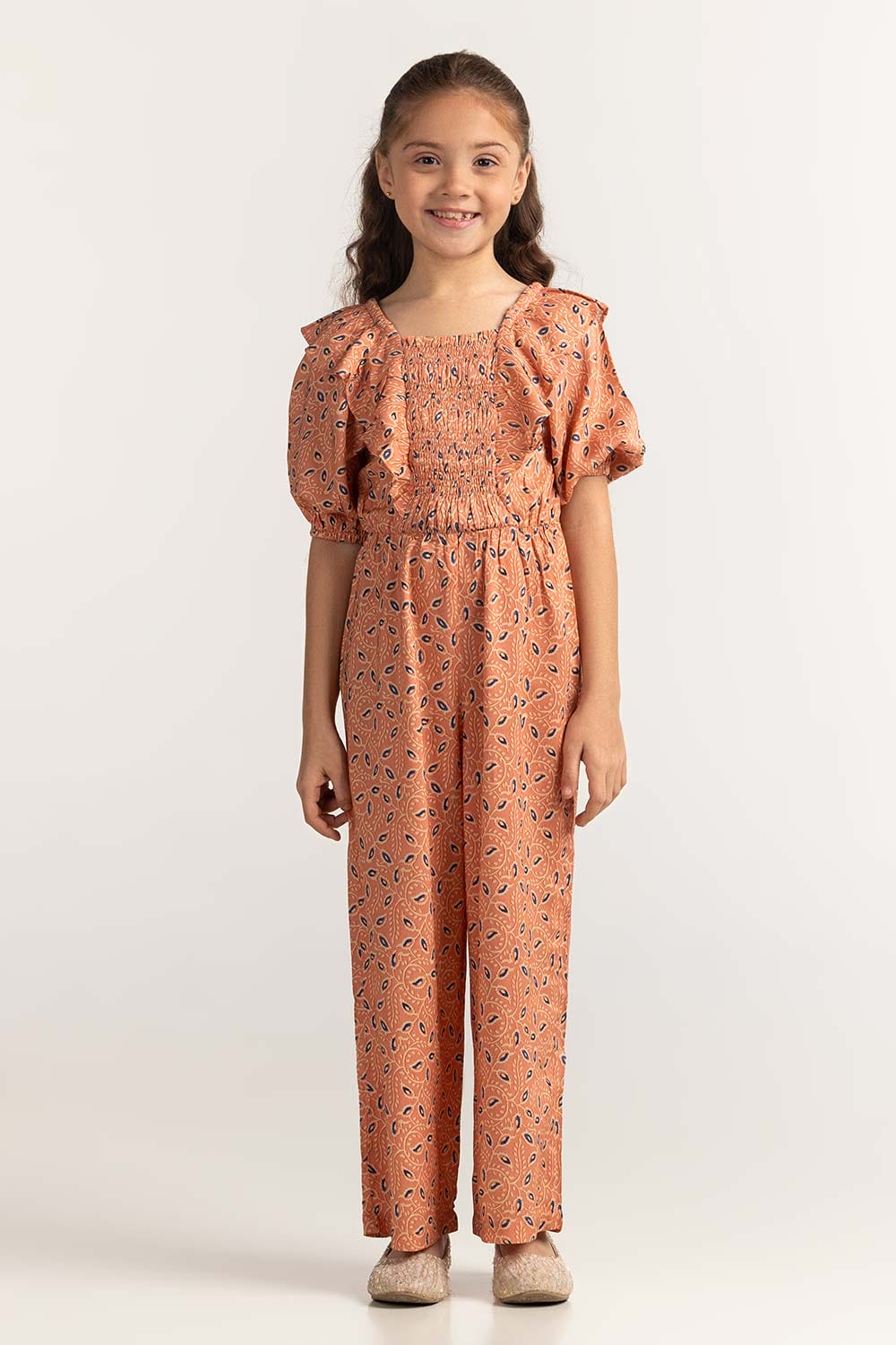 Junior Girl Peach Basic Jump Suit