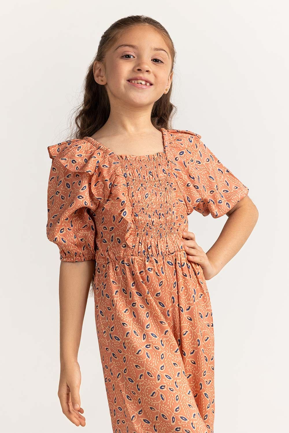 Junior Girl Peach Basic Jump Suit