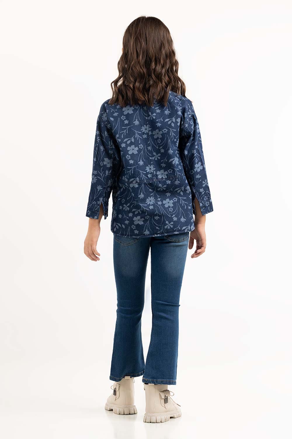 Junior Girl Blue Woven Shirt
