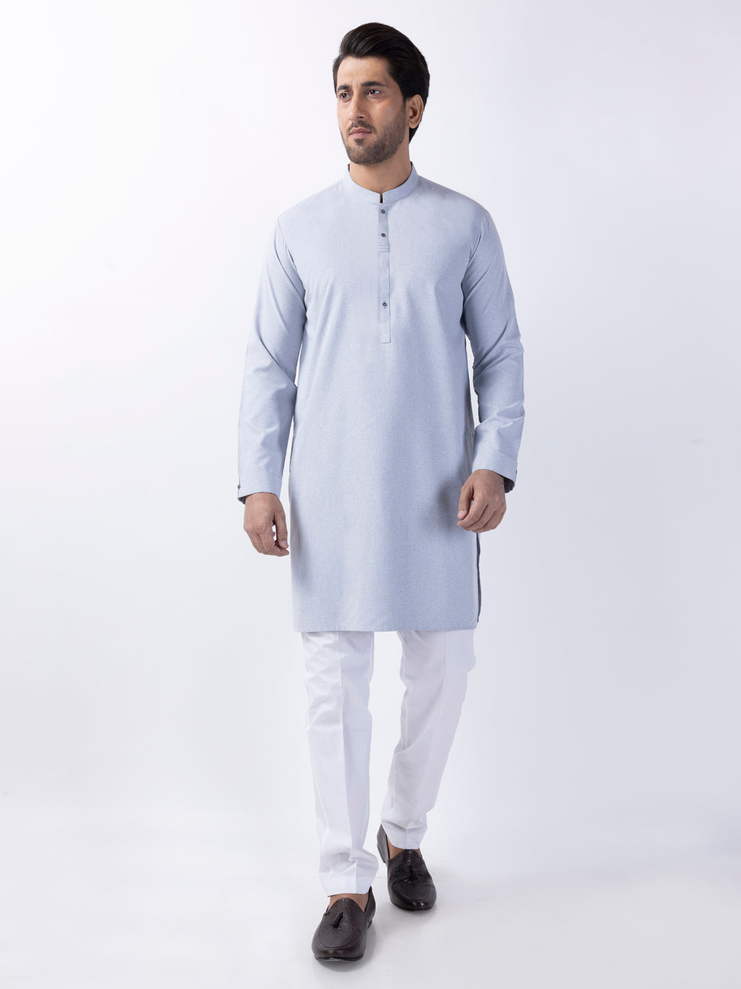 Light Grey Blended Kurta - AL-K-1155