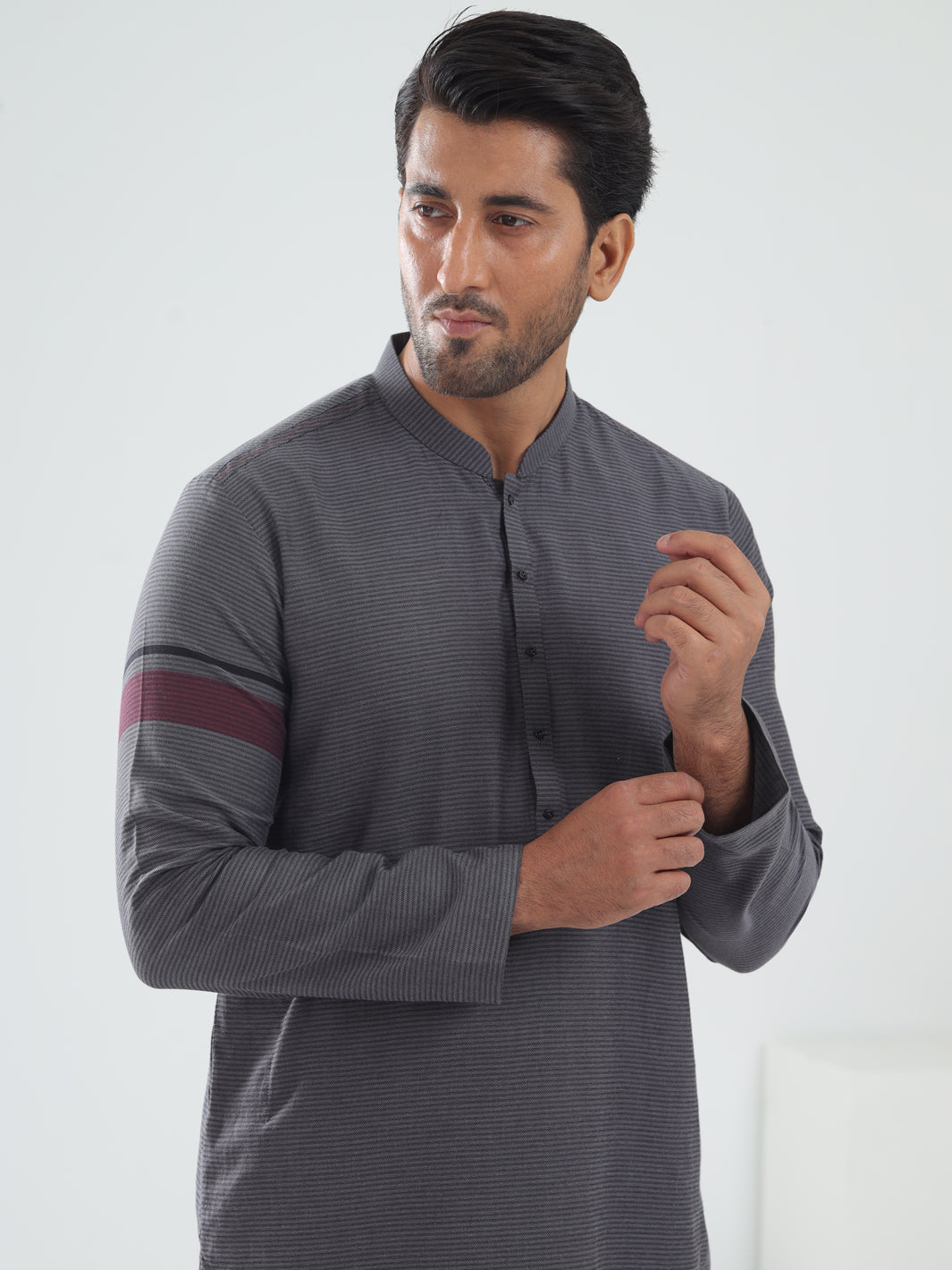 Grey Cotton Kurta - AL-K-1202