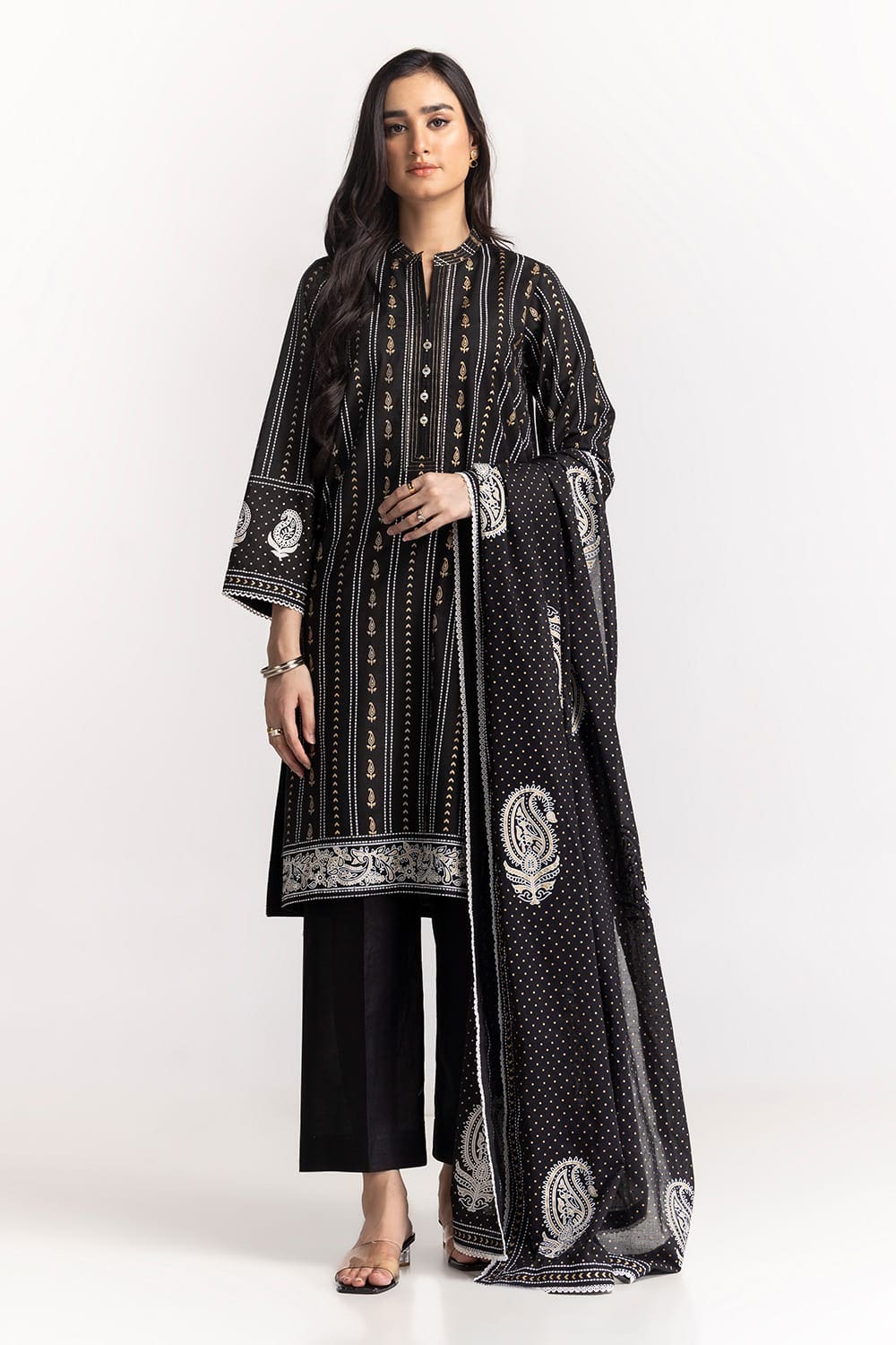 Cambric Block Printed Shirt And Dupatta