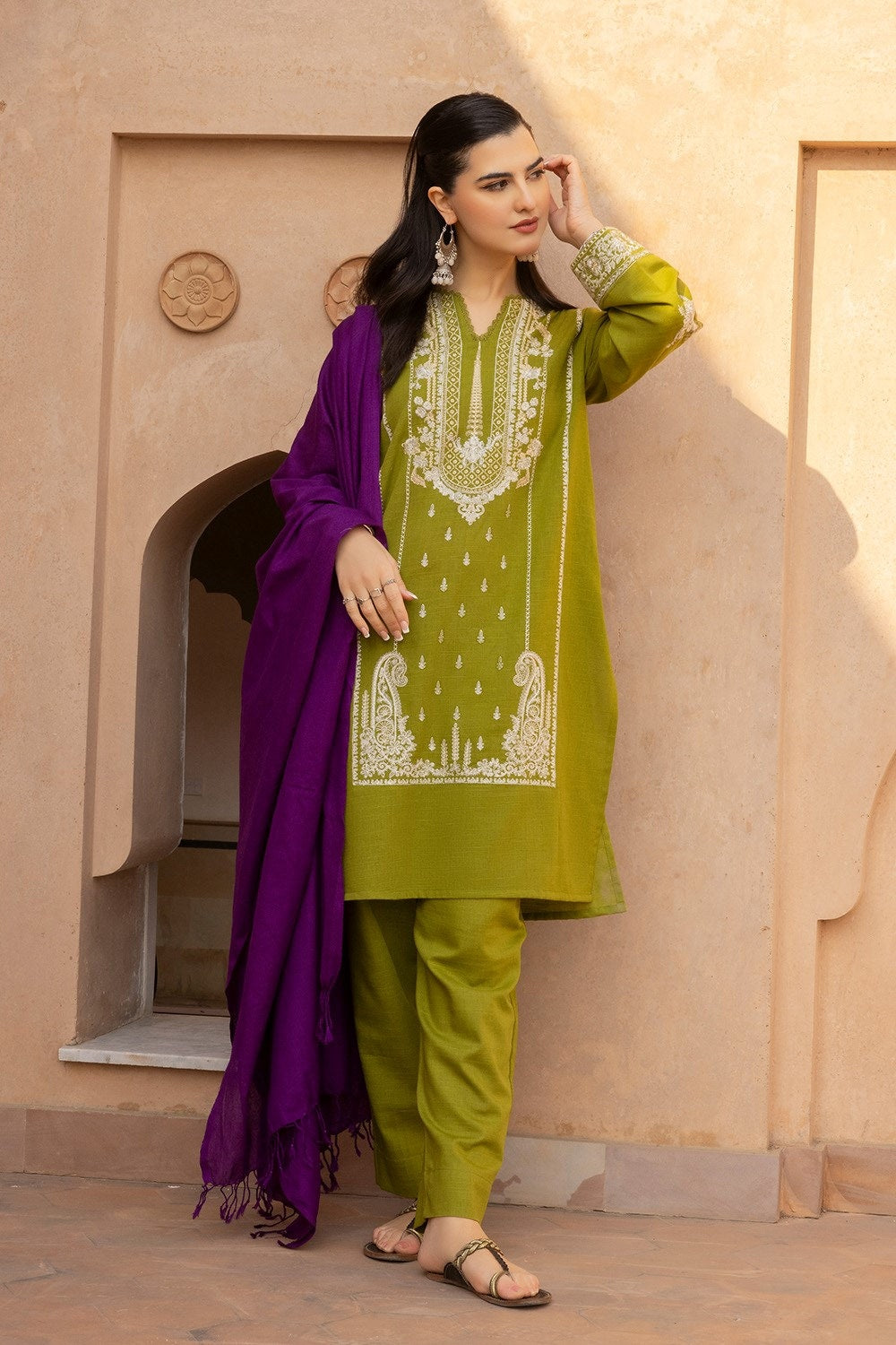 3 Piece Khaddar Embroidered Suit