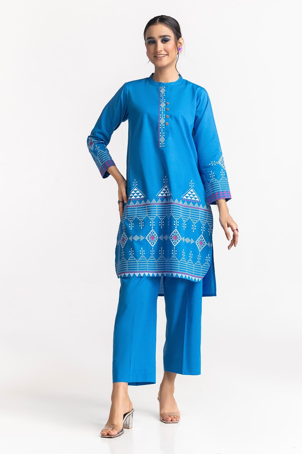 Chambray Block Printed Co-Ord Set