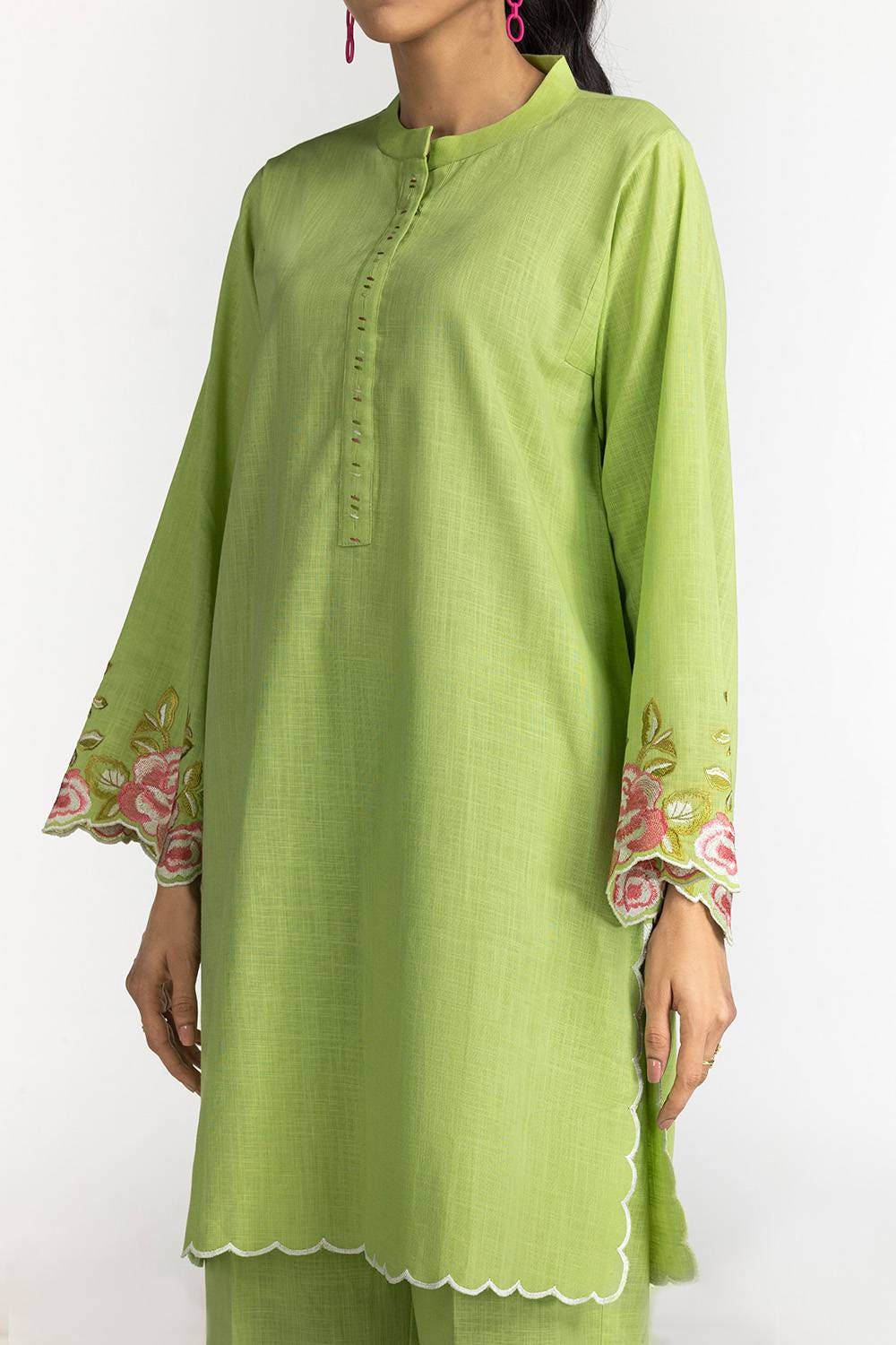 Cotton Slub Embroidered Co-Ord Set