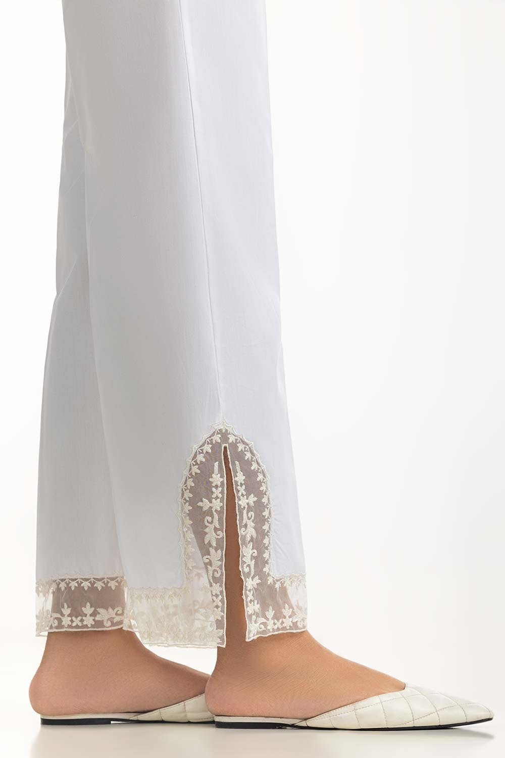 White Cambric Embroidered Trouser