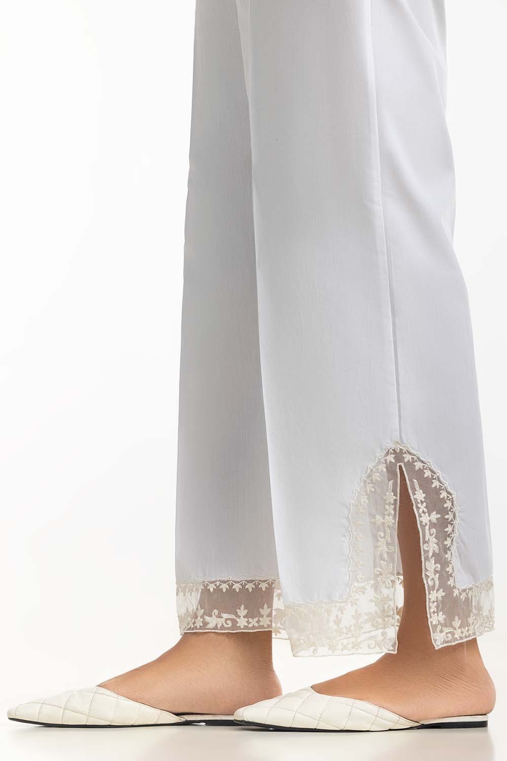 White Cambric Embroidered Trouser