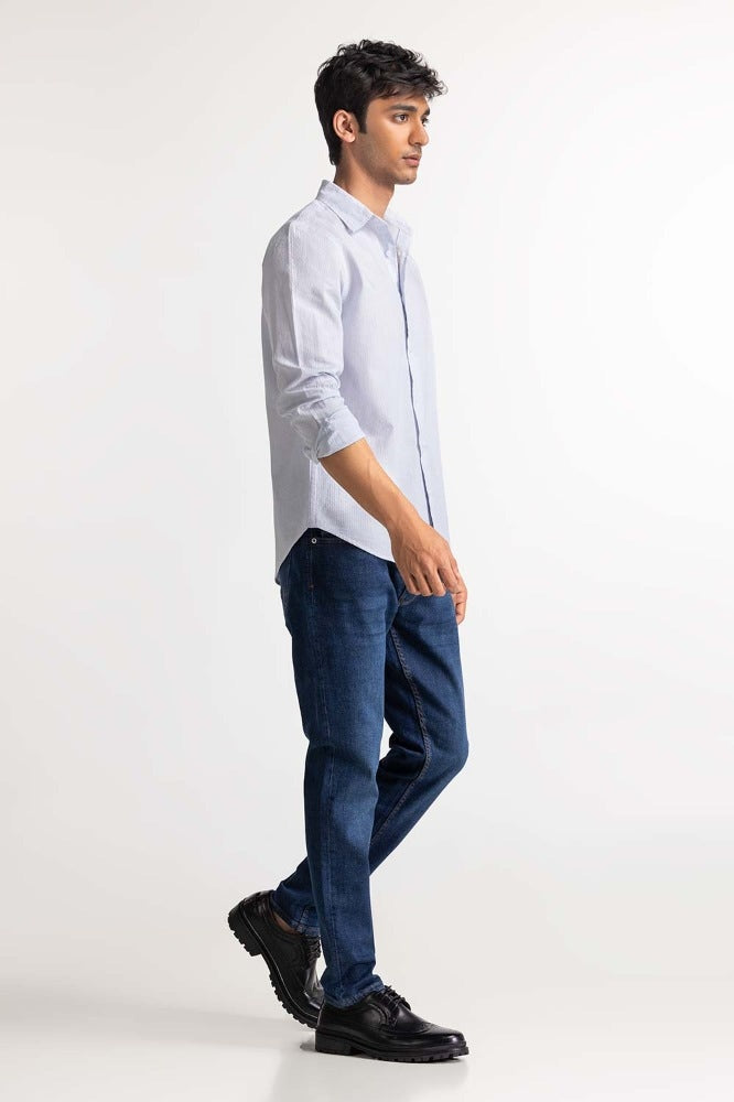 Light Blue Striped Casual Shirt