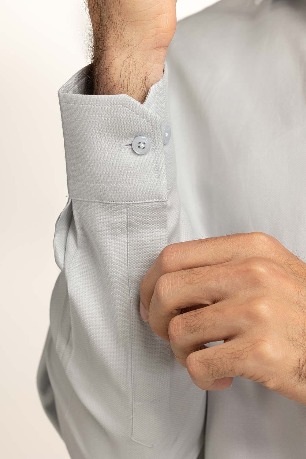 Light Grey Self Textured Formal Shirt