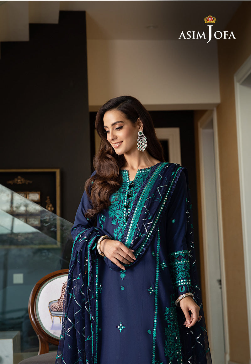 AJRN-22 EMBROIDERED LAWN SILK 3 PCS