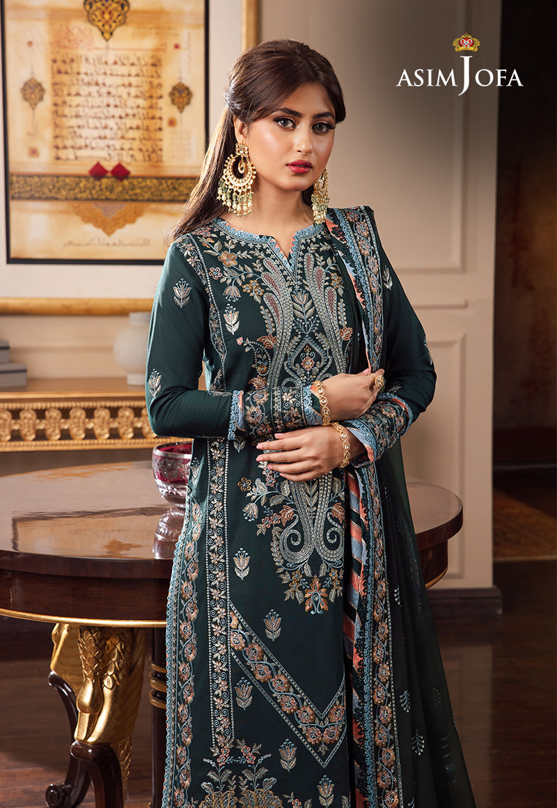 AJRN-27 EMBROIDERED LAWN SILK 3 PCS