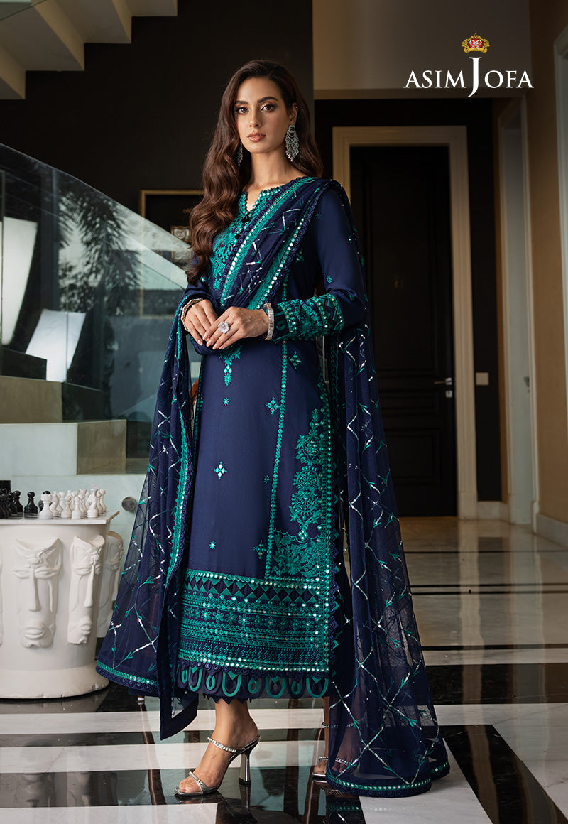 AJRN-22 EMBROIDERED LAWN SILK 3 PCS