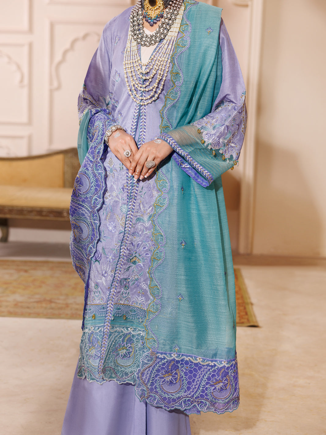 Light Purple Raw Silk Formal 3Pc Stitched - ALP-3PS-LS-454