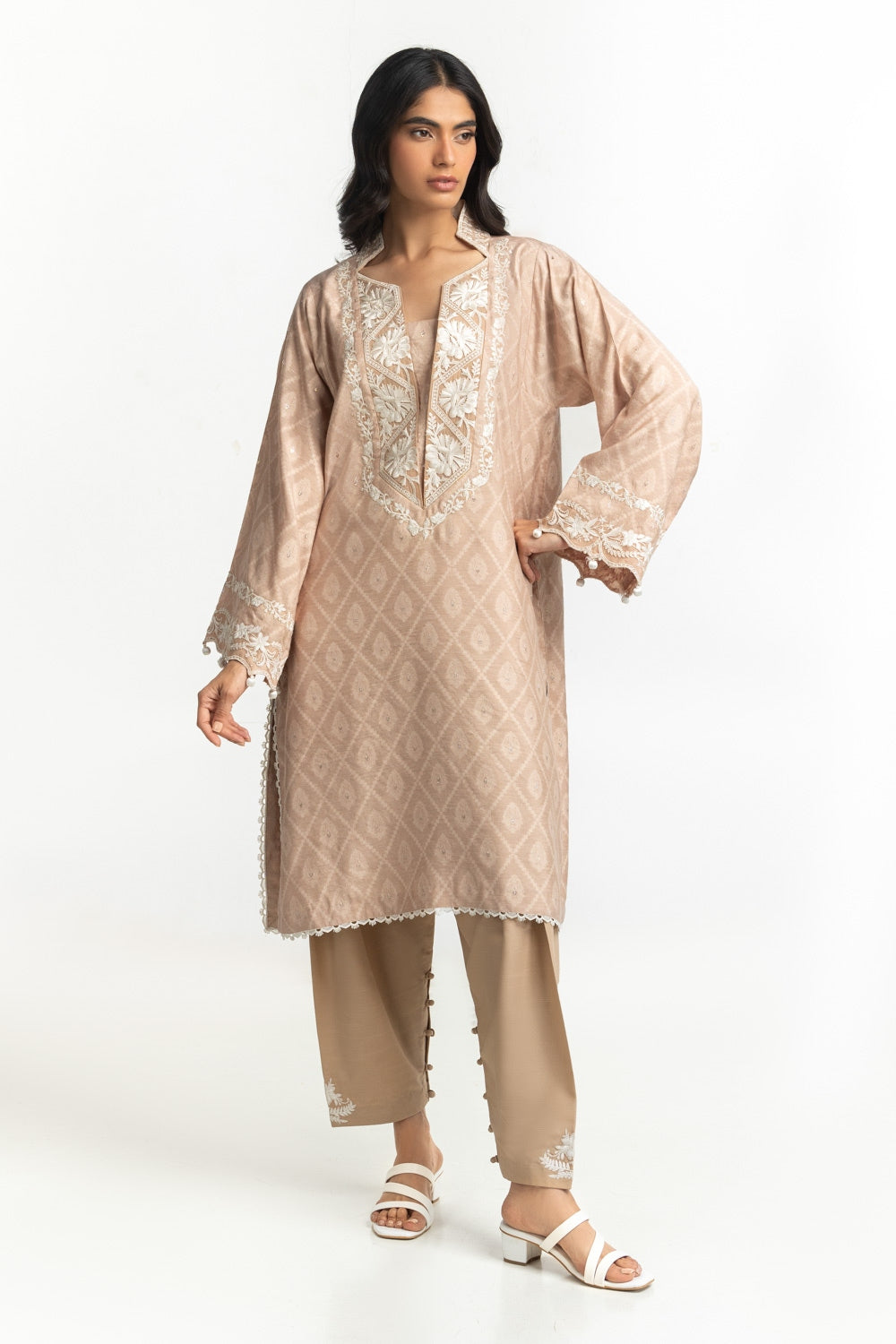 Lurex Jacquard Embroidered Shirt And Trouser