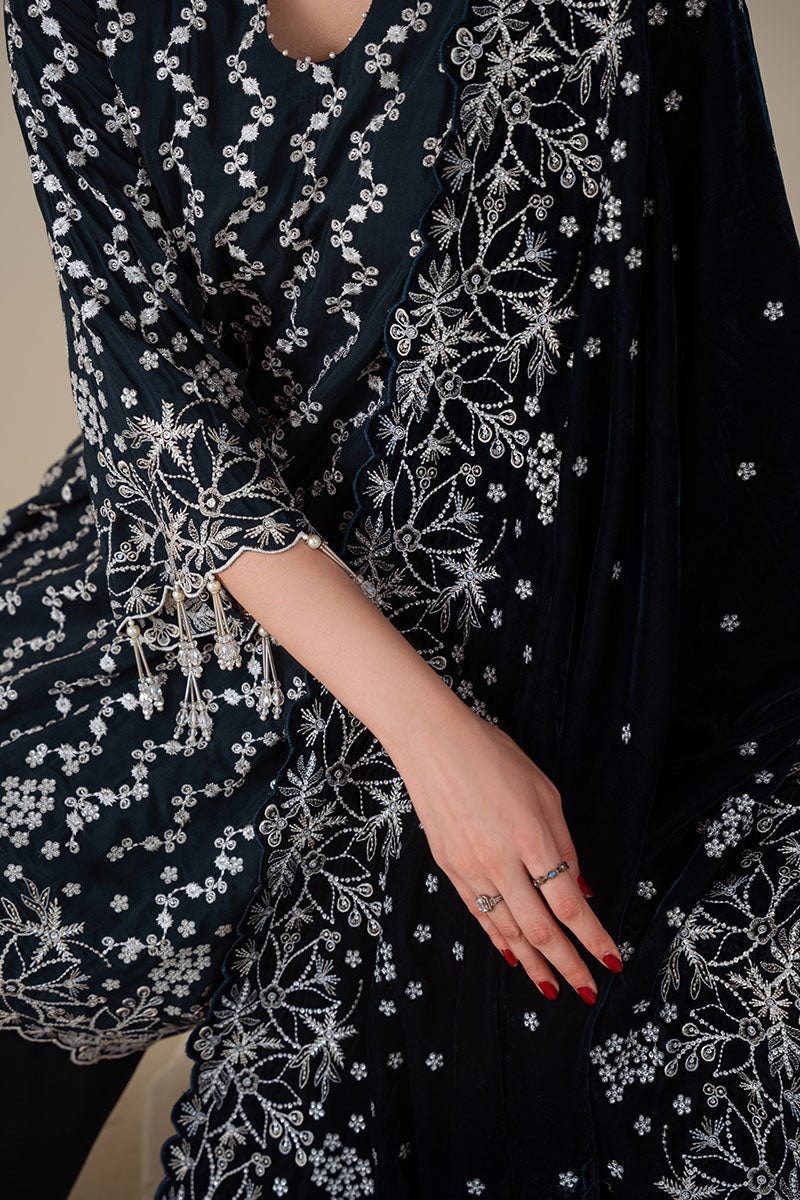 TROPICAL TEAL-3PC SILK EMBROIDERED SUIT