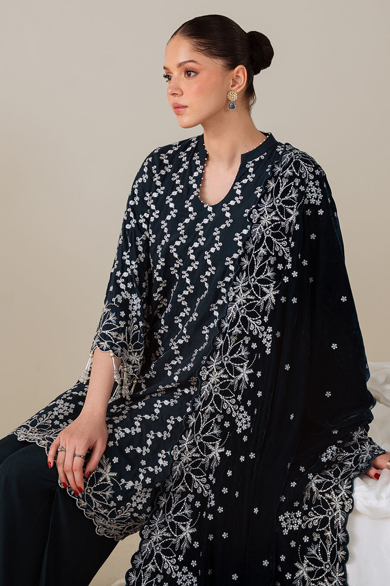 TROPICAL TEAL-3PC SILK EMBROIDERED SUIT