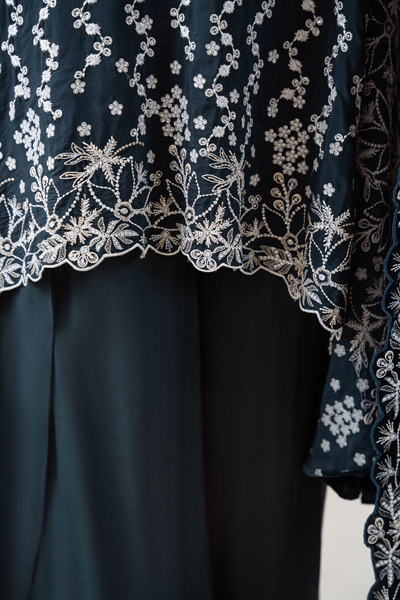 TROPICAL TEAL-3PC SILK EMBROIDERED SUIT