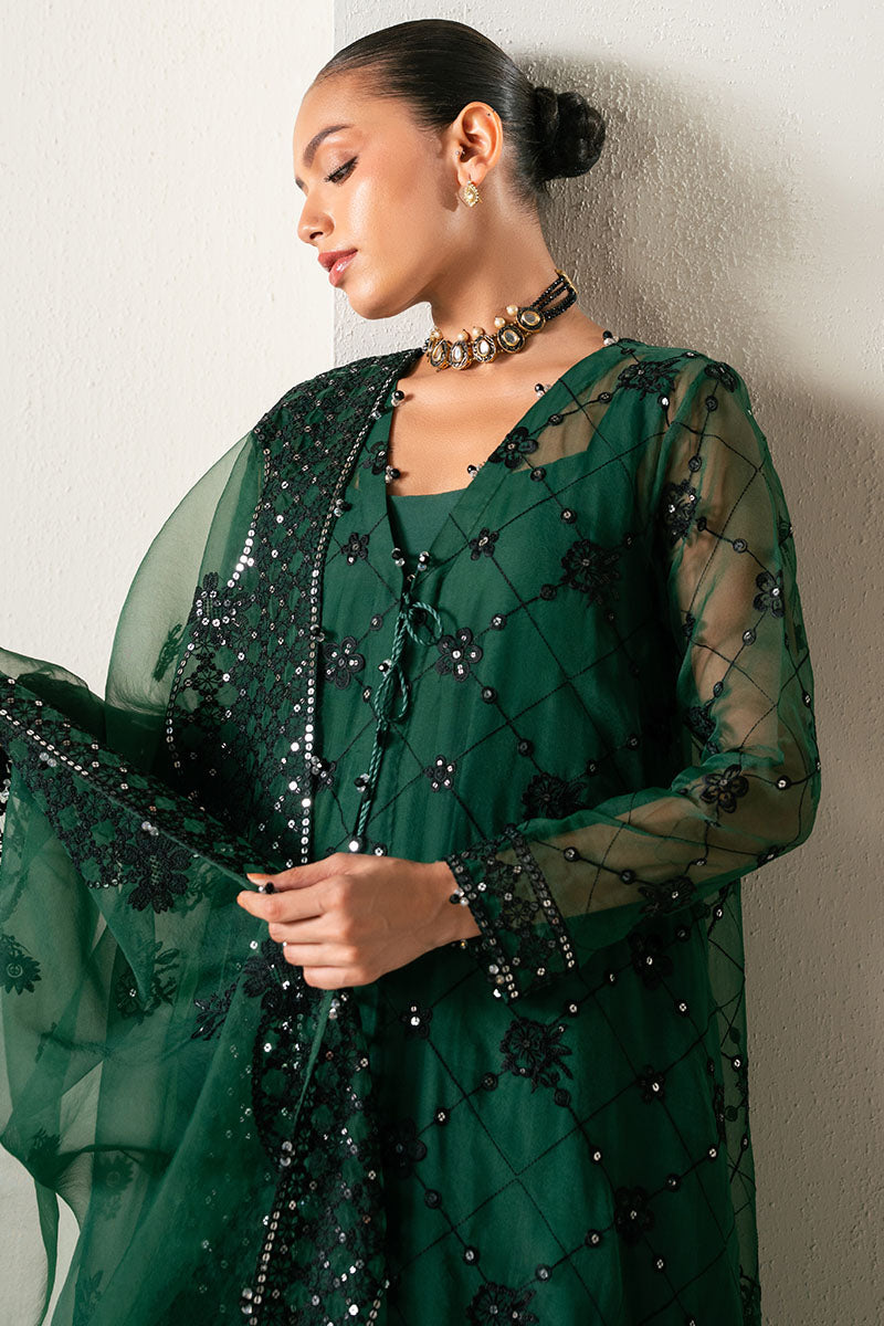 EMERALD DREAM-4PC ORGANZA EMBROIDERED SUIT