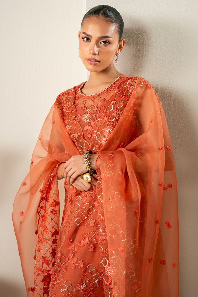 AUTUMN ZEST-4PC ORGANZA EMBROIDERED SUIT