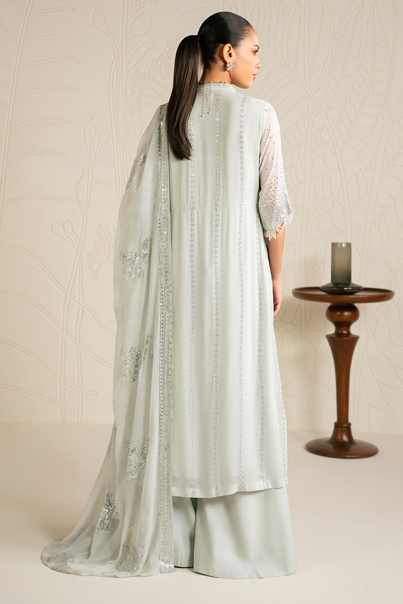 MINT SPARKLE-4PC CHIFFON EMBROIDERED SUIT
